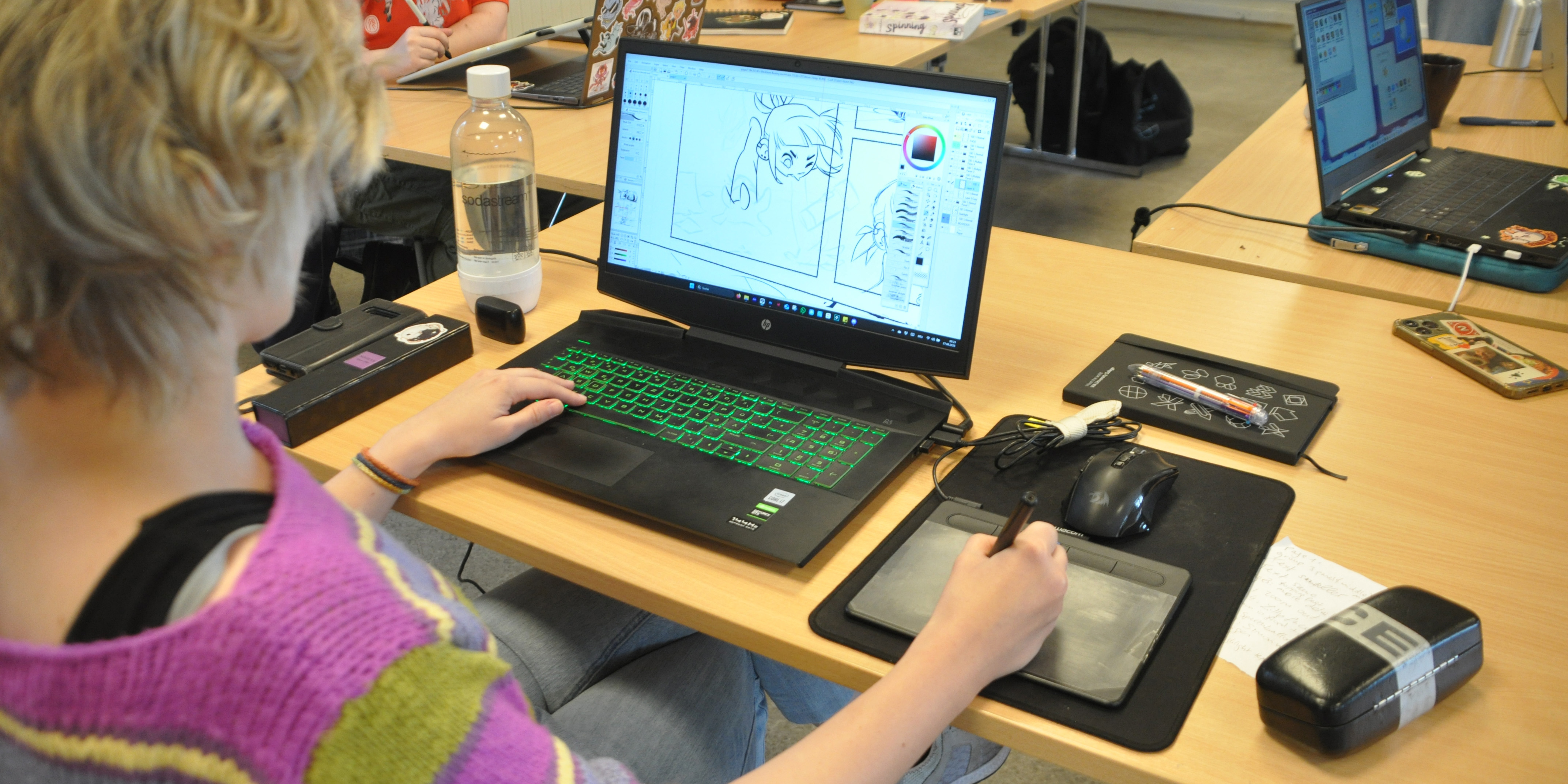 the worktable in the summer school